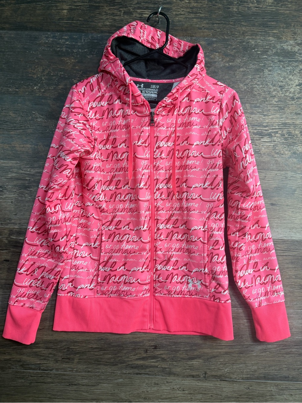 Under Armour Pink Breast Cancer Script Zip-Up Hoodie